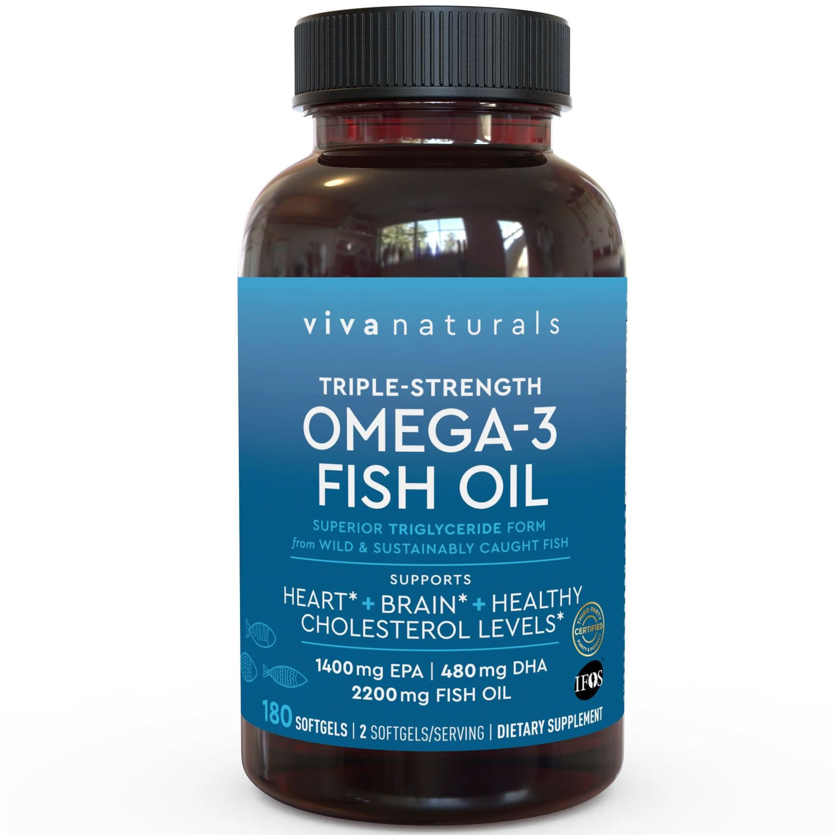 25.1viva natural美国原装深海鱼油胶囊180粒天然omega 25.