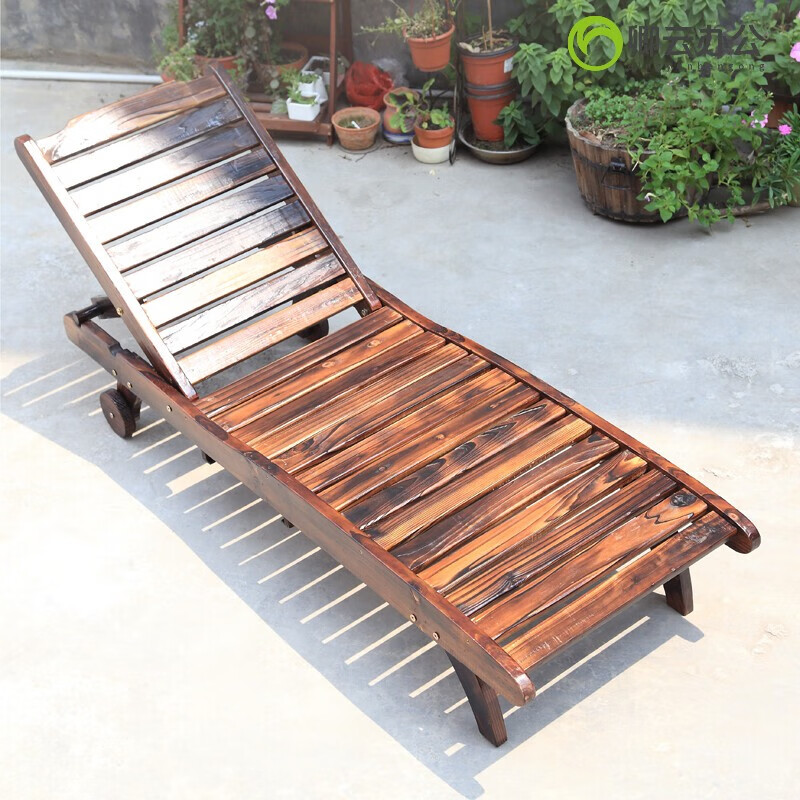 秋佳老年人用躺椅阳台晒太阳木头老式躺椅实木躺坐两用折叠床椅木质沙