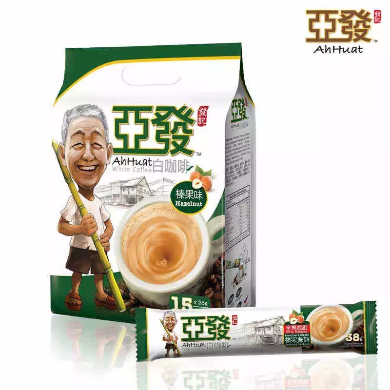 亚发AhHuat马来西亚进口榛果味三合一速溶咖啡粉袋装咖啡 15条/袋 榛果 38g*15条