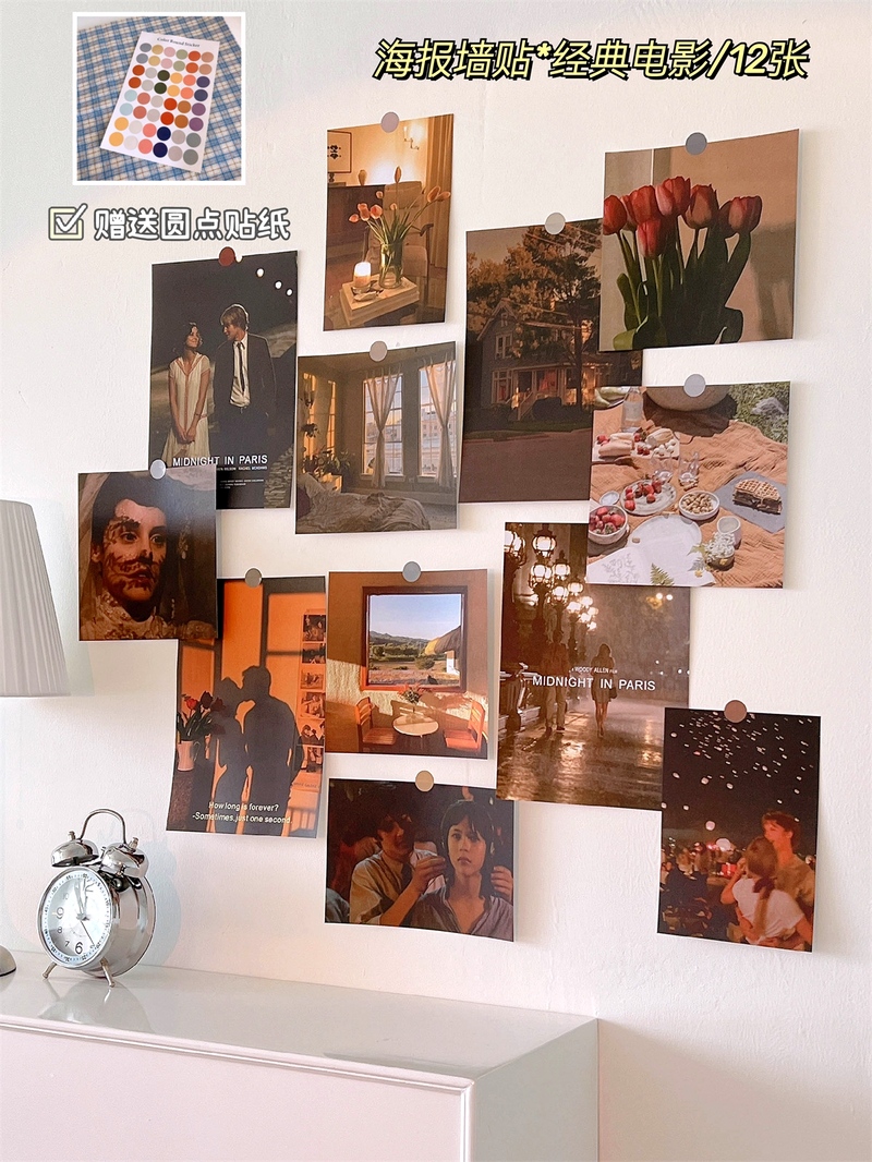 复古墙贴布置照片墙床头海报贴画房间墙面装饰卧室背景贴纸 中 海报