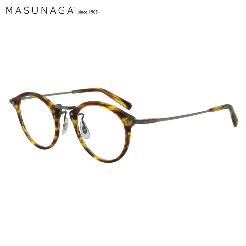 masunaga增永眼镜框日本制作圆框钛+板材远近视眼镜架GMS-805 #23 47mm