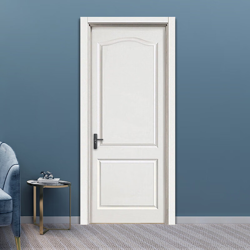 家用木门轻奢平开门实木复合门镶嵌金属条家用纯实木套装门白色上档次