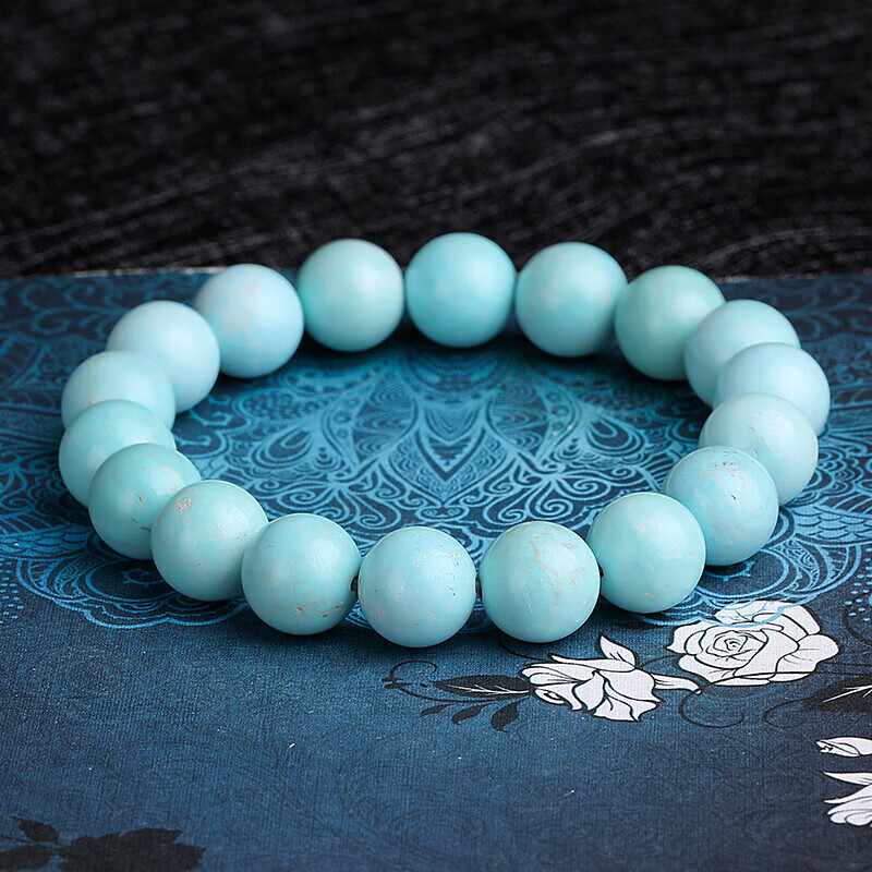 豆蔻时光11-12mm绿松石手串 原矿镜面高瓷圆珠手链 水晶玛瑙 男女士款