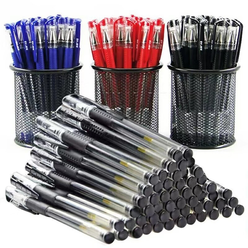 子弹头中性笔学生办公考试文具中性水性笔碳素子弹头签字笔 黑色 30个