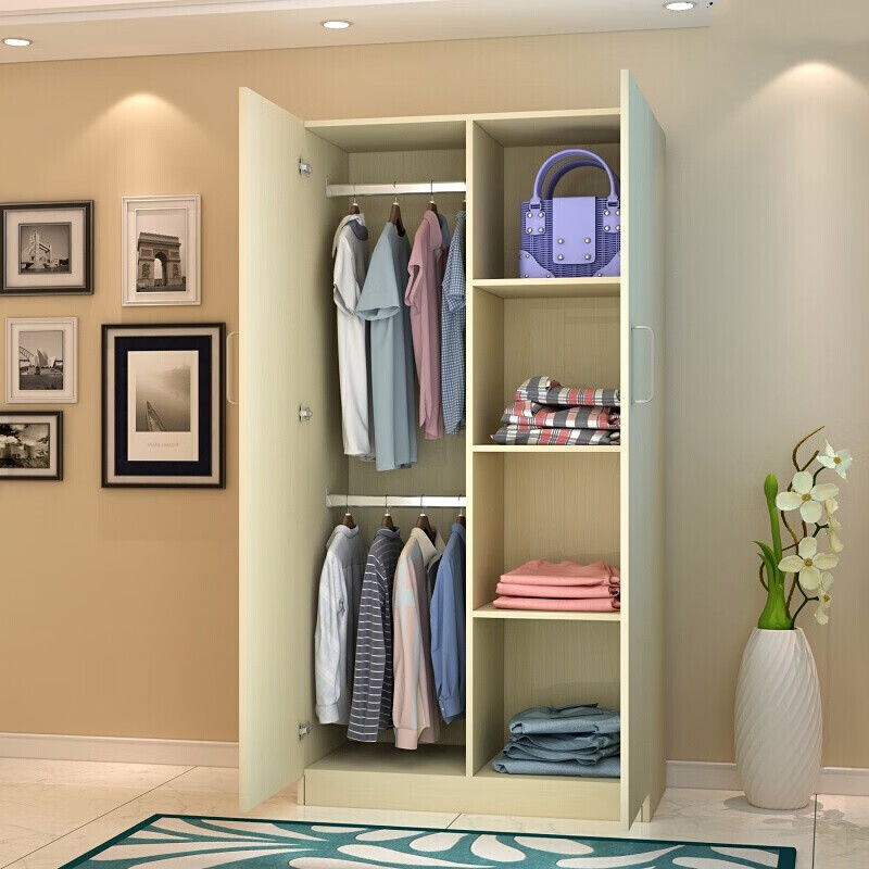 房衣柜衣橱简约双人木制衣柜两门衣柜简约小号卡通组装学生实木门木头