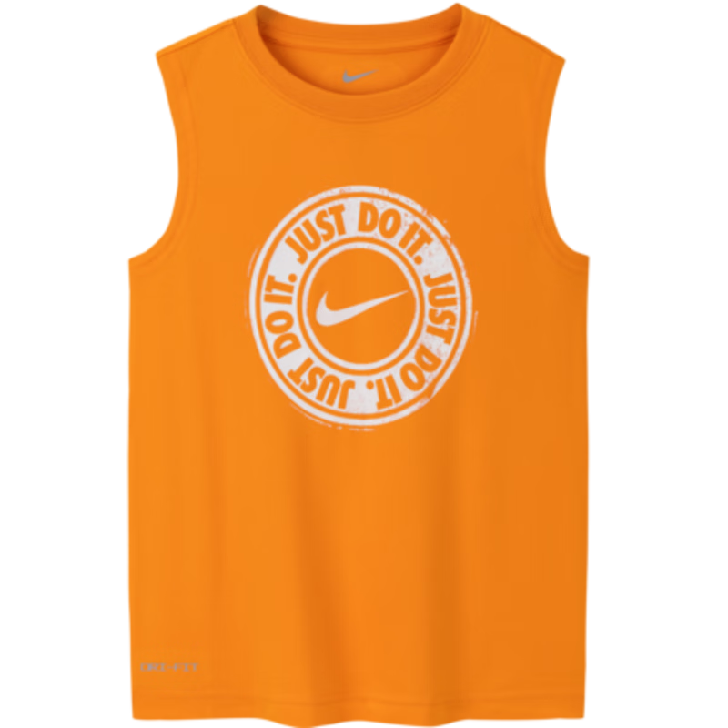 NIKE耐克小童裝男童 DRI-FIT 速干背心短褲2件套新款兒童運動套裝 牛奶白 130 /64 【建議身高116-122cm】