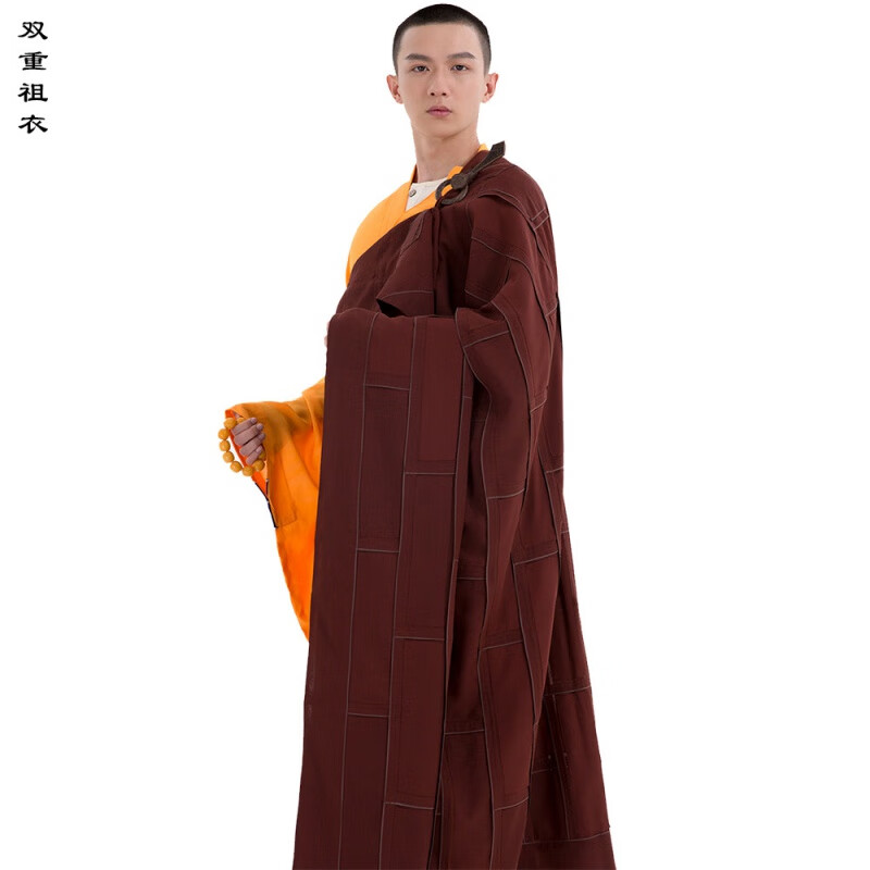 范哲莎袈裟红金边祖衣天丝木兰色住持法衣配木钩和尚僧人服饰 木兰色