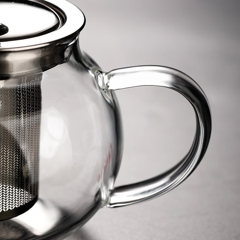 禾艾苏（heisou） 高硼硅耐热玻璃茶壶家用围炉煮茶壶不锈钢过滤泡茶壶加厚茶具 大号苹果壶600ml