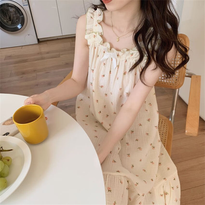唐晓笙日系nis风吊带睡裙女夏季甜美宅家少女睡衣法式薄款家居服