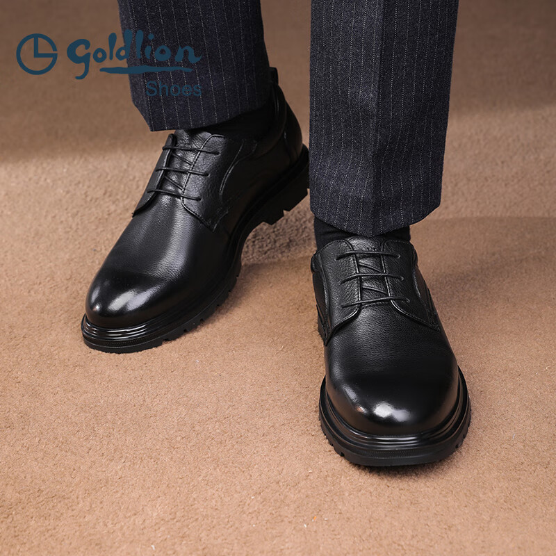 金利来(Goldlion)男鞋秋季商务正装鞋皮鞋男百搭德比鞋结婚鞋西装鞋男士皮鞋 黑色 40