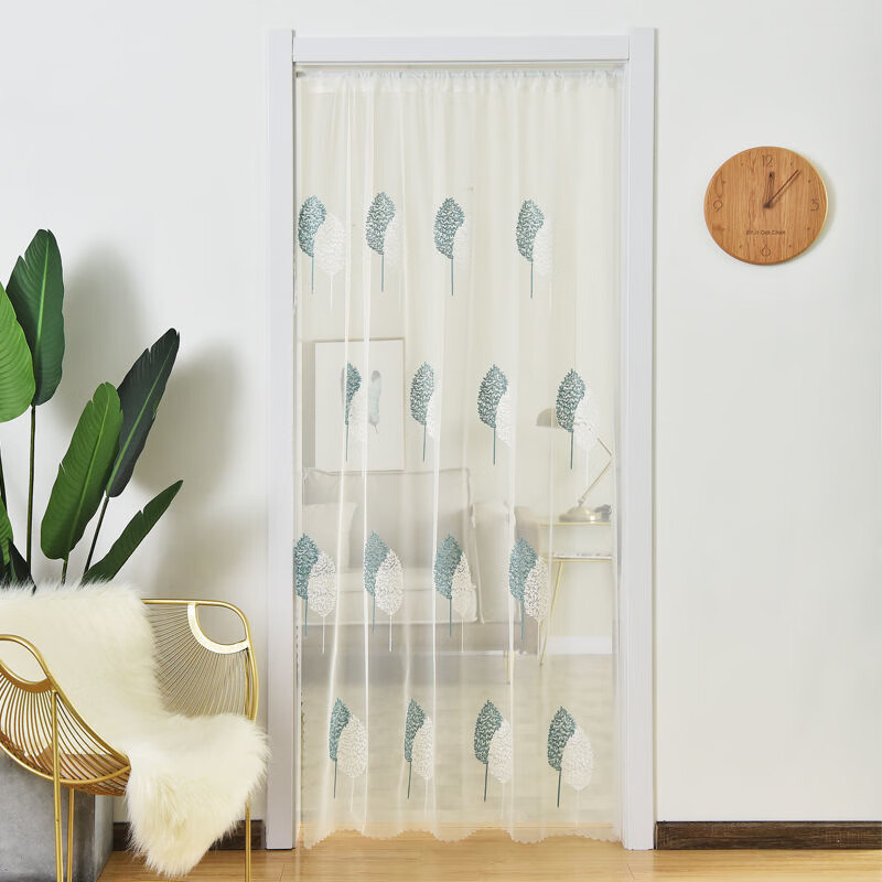 恒愎防蚊门帘纱网伸缩杆防蚊门帘免打孔用卧室门纱纱窗夏季刺绣蕾丝装