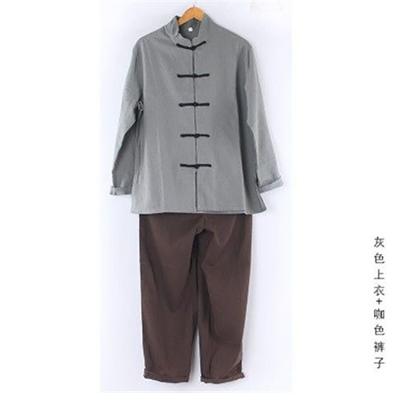 叙耳演出服农村平民百姓农民服装民国时期马褂男古装店小二服饰 灰色_咖啡色裤子 身高180使用感如何?