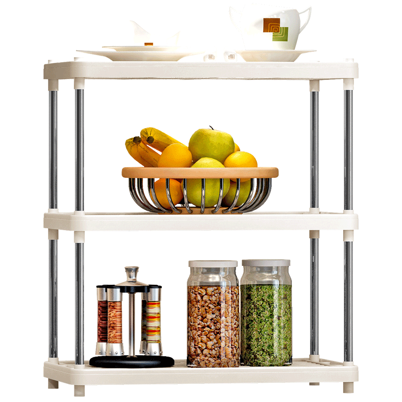 蜗家置物架 厨房层架塑料落地收纳储物架 浴室客厅整理架子三层 置物架Z613