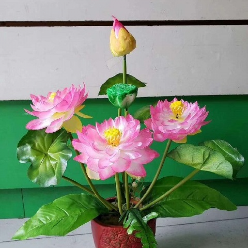 【精选绿植】仿真特大荷花王莲花睡莲供佛塑料假花绢花家居装饰寺庙