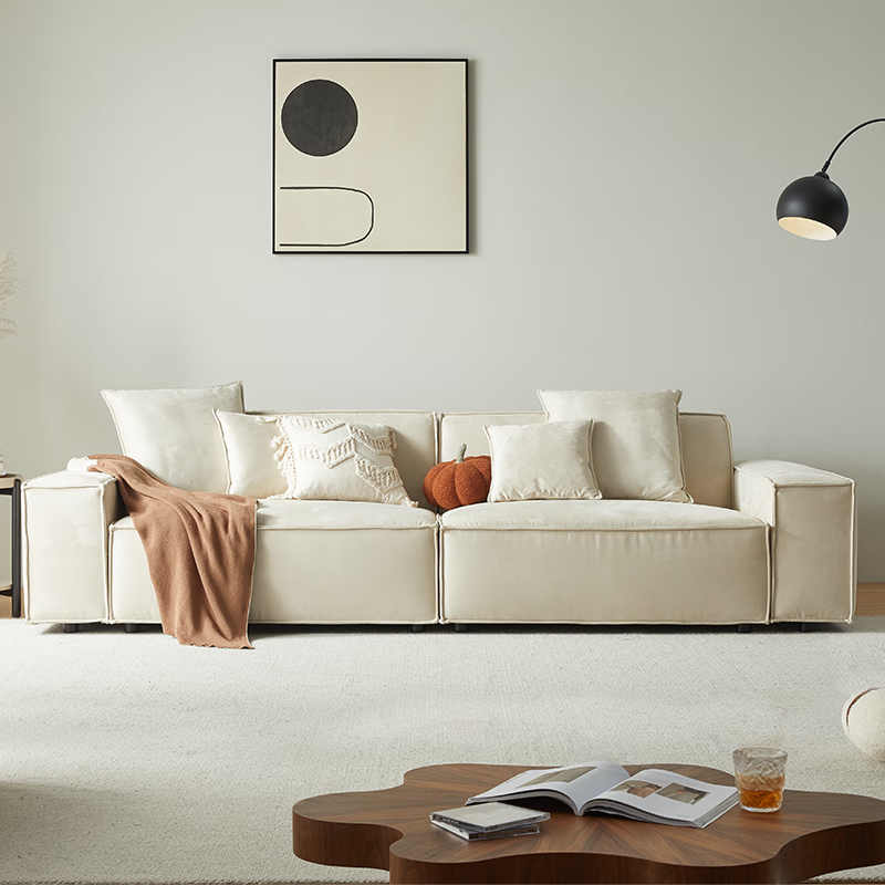 支吾白玉沙发客厅小户型简约现代轻奢布艺沙发可拆洗豆腐块沙发 玉玡