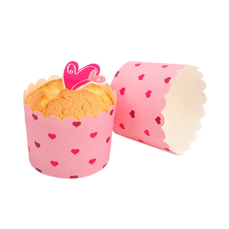 学厨 马芬纸杯蛋糕模具 粉色爱心 7cm烤蛋糕纸杯 25只装 附送插卡 烘培纸杯工具 蛋糕杯 WK92774177309