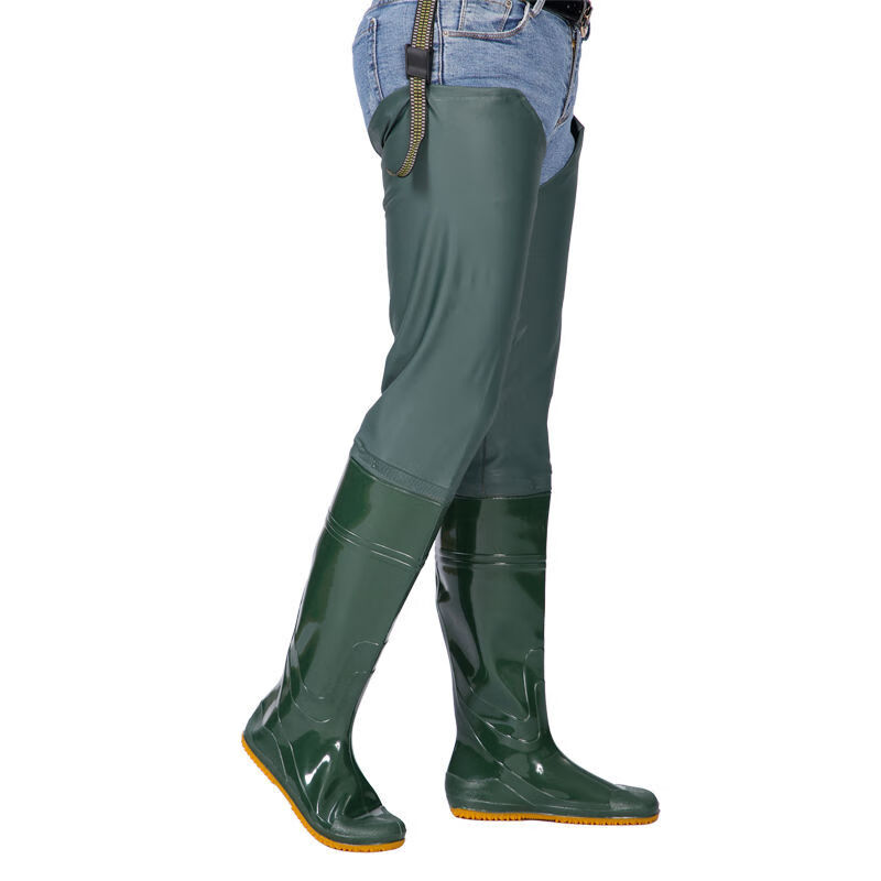 常缕竺 插秧水鞋男女软底水田袜超高过膝下田鞋系带搭扣长雨靴抓捕鱼