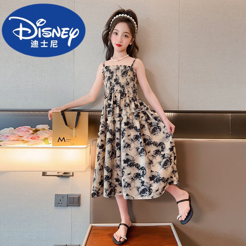 迪士尼(disney)女童连衣裙夏装大童公主裙夏季女孩洋气吊带裙小学生