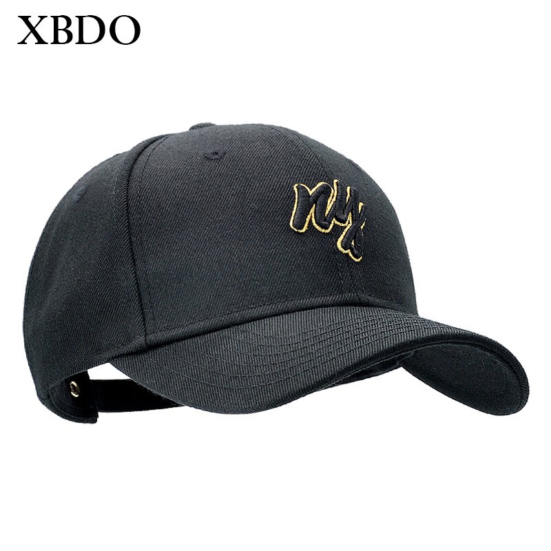 希伯帝奥品牌韩版潮小写字母ny可调节潮牌棒球帽子男女黑金色 黑色金