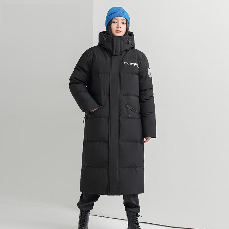雅鹿新款羽绒服情侣装加厚连帽保暖鸭绒长款时尚外套潮YZ 渐变花色女款 S 165 推荐90-125斤