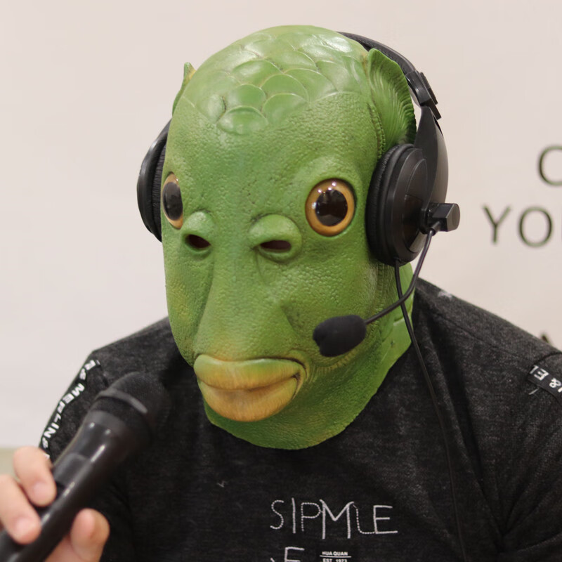 ins抖音同款绿鱼人头套怪怪鱼面具抖音搞怪搞笑动物鱼头套可爱万圣节