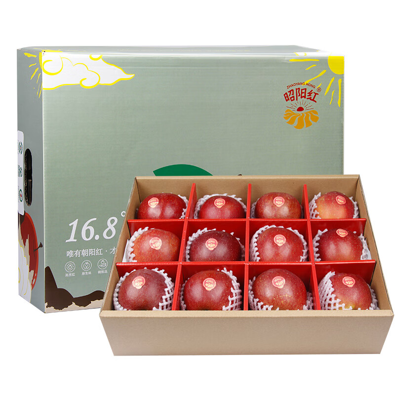 【顺丰】 昭通苹果冰糖心丑苹果云南昭通特产红富士苹果水果 昭阳红16.8°甜12个大果（6斤）