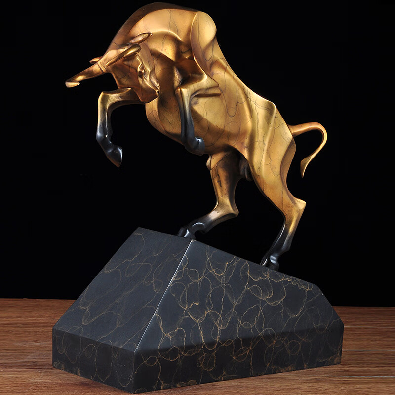 招财牛气冲天牛吉祥物书房办公室牛摆设客厅玄关装饰品 铜 奋进牛hx