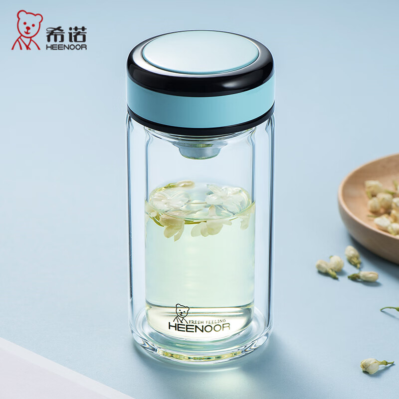 隔热带过滤泡茶杯子礼盒装送闺蜜送情侣 蒂芙尼蓝 200毫升(超迷你)