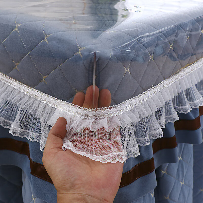 鹿婕PVC烤火罩皮套透明胶垫防水防油茶几罩桌布免洗烤火炉罩电炉套罩 0.5mm食品级透明白色双蕾丝边 80*150cm四角机器融合