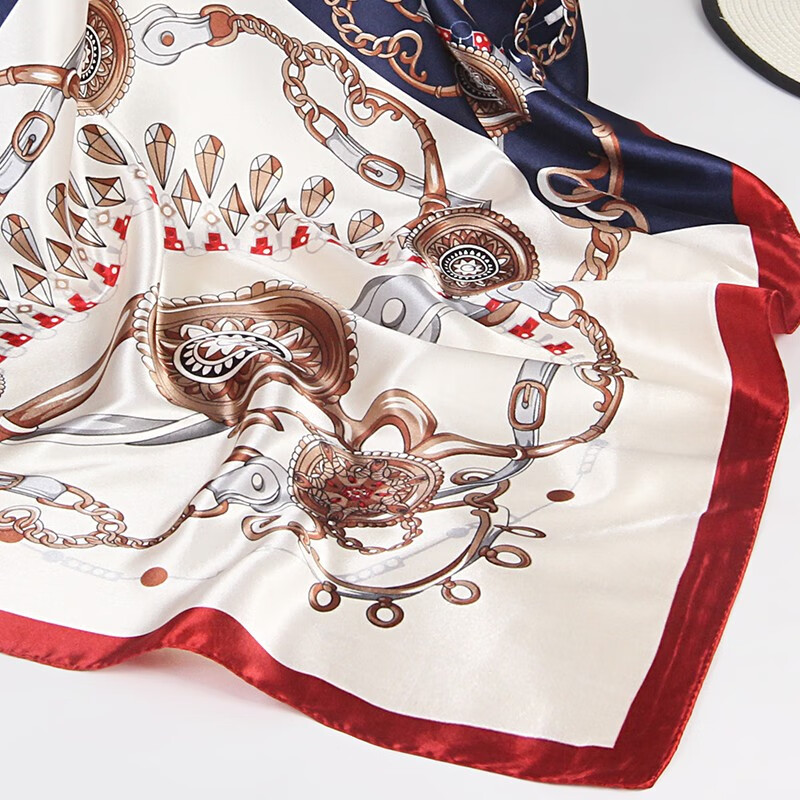 达芬奇密码 春秋季薄款大方巾女韩国百搭丝巾空姐领巾外搭防晒 经典恋饰 蓝色