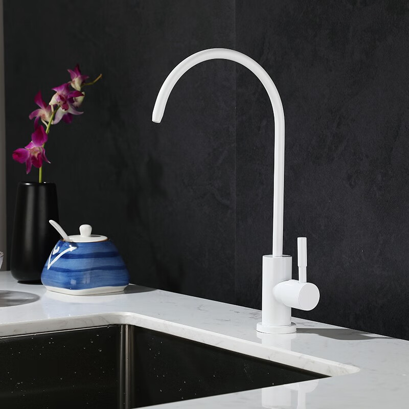 ivienaiish德国白色净水器天鹅颈水龙头不锈钢家用厨房水槽卫生间洗手