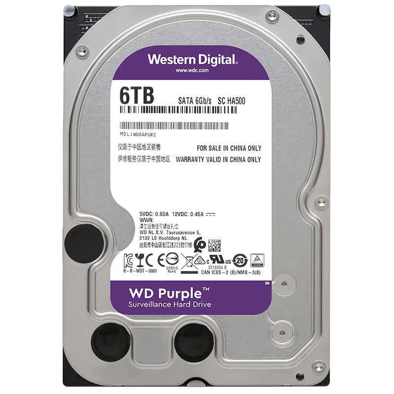 3.8ڣ 6TB ؼеӲ WD Purple  SATA 256MB CMRֱ 3.5ӢWD64PURZ923.06Ԫȯ