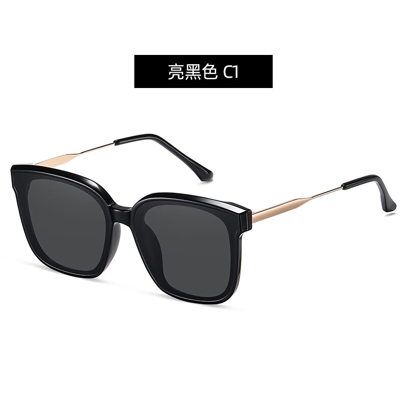 新款潮流大框太阳镜 尼龙镜片TR框架遮阳眼镜 黑眼镜 1.亮黑色 C1 TR2188