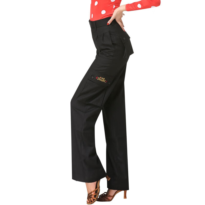 丹宝罗丹宝罗2024新款拉丁口袋裤女裤黑色练功交谊舞舞蹈裤摩登舞裤