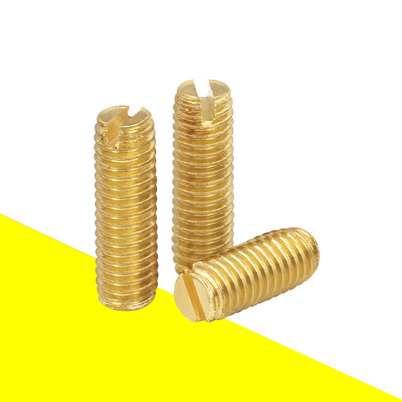 黄铜一字平端机米螺丝紧定螺钉/铜无头螺丝基米止付m2m2.