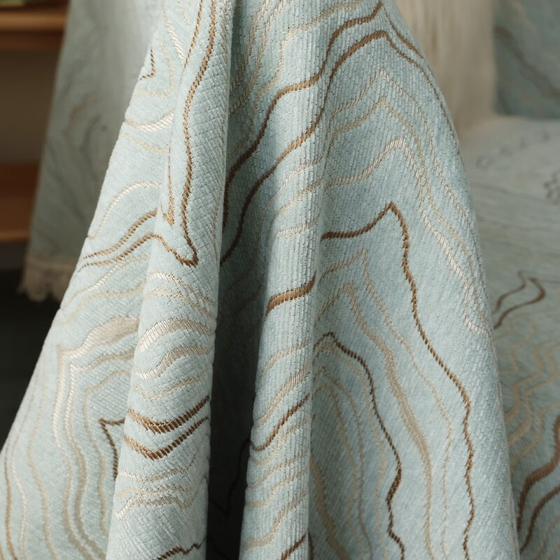 珂米雪尼尔沙发盖布全盖套罩四季通用防滑北欧网红沙发巾夏季2023新款 水波纹-绿 180*300cm(三人位/大贵妃位)