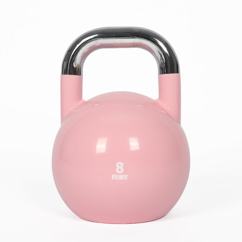 sport钢制竞赛壶铃 全钢彩色烤漆哑铃 男士女士力量训练 8kg 粉色