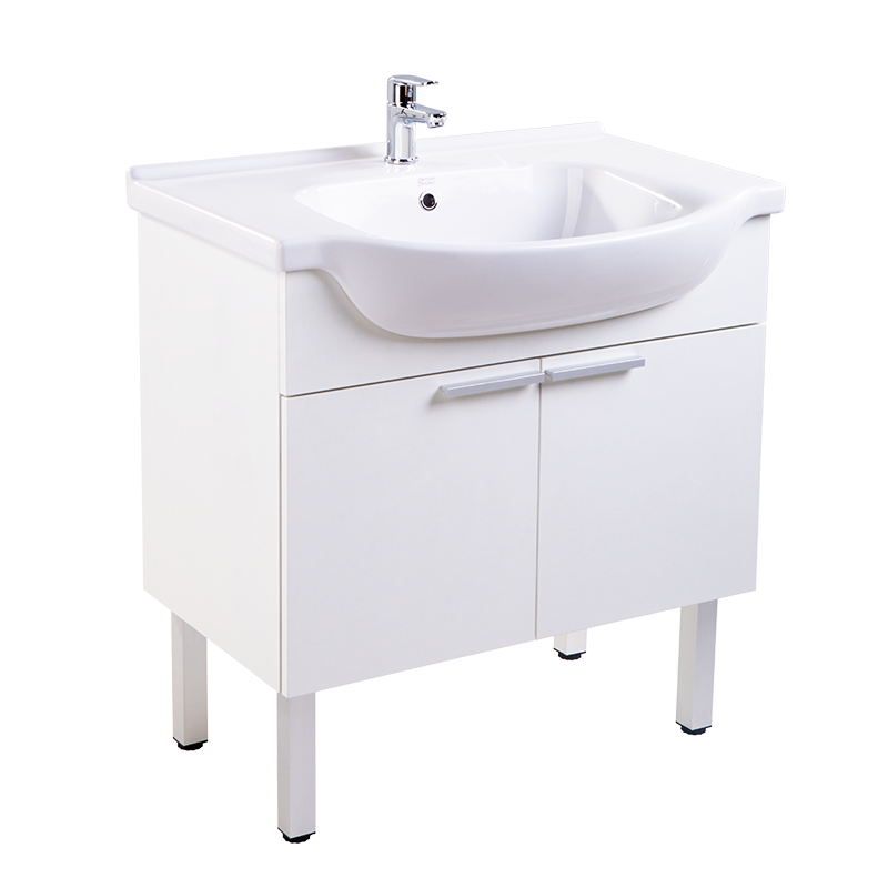 美標(biāo)實(shí)木大肚盆智能浴室柜陶瓷一體盆60cm洗手盆柜組合80cm陽(yáng)臺(tái)柜 【帶鏡柜套裝】80cm浴室柜+龍頭+75cm鏡柜