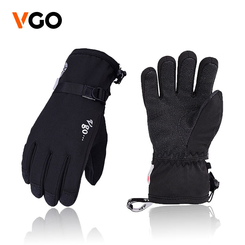 vgoVgo零下20度适用滑雪手套男女户外运动冬款防风防水PVC2460FW 男款 黑色  L