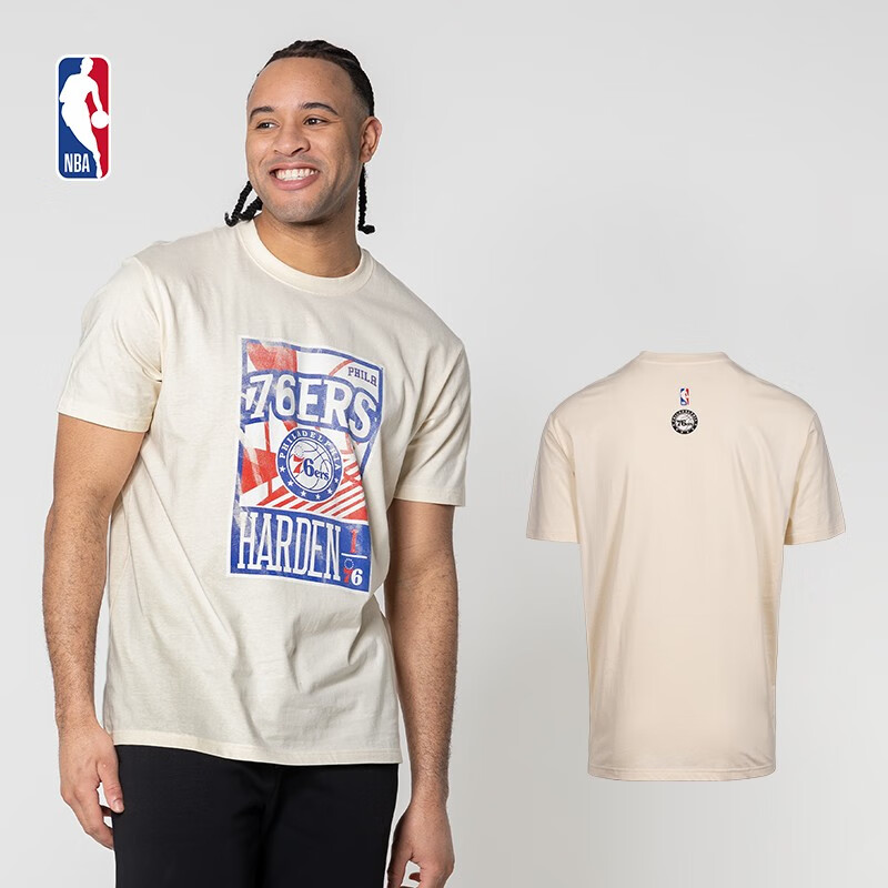 nba76人队 哈登 壁画系列 男子 运动休闲 舒适 圆领短袖t恤 腾讯体育