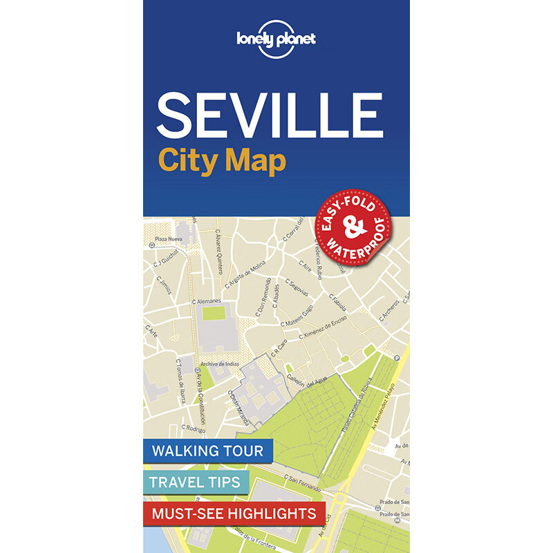 现货英文原版 seville city map1 塞维利亚城市地图2018年第1版