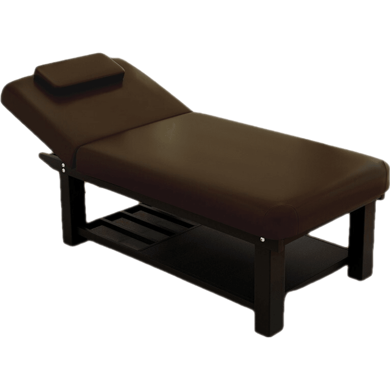 国贤实木美容床美容院专用按摩床推拿床家用美睫床折叠艾灸理疗床 实木棕皮款80*190 官方标配