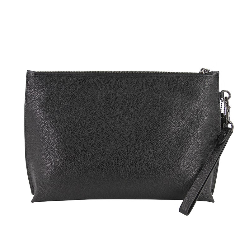 送男友蔻驰coach奢侈品男士中号手拿包黑色皮质f28614blk