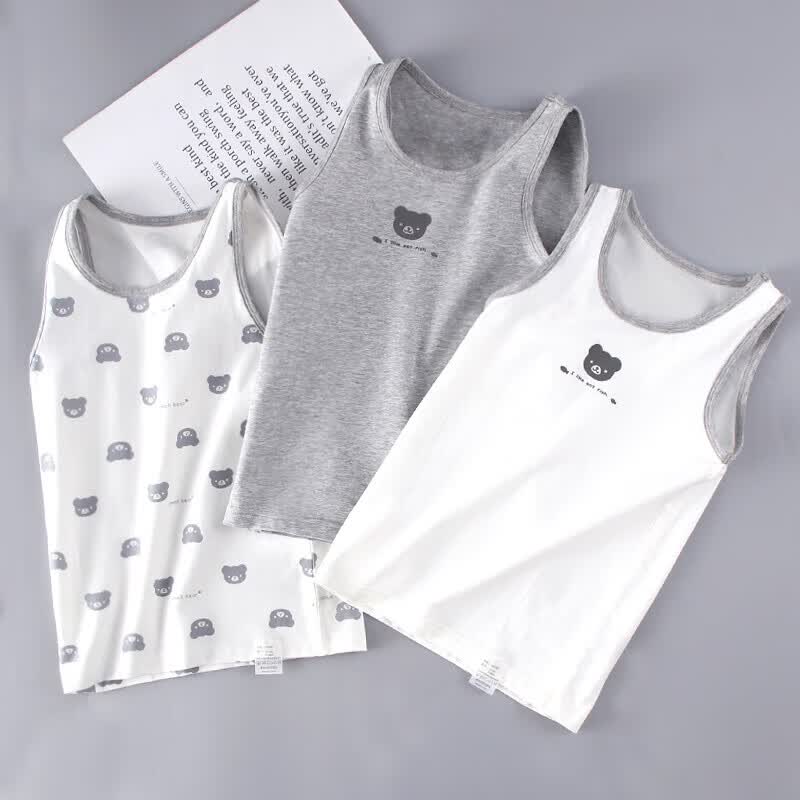 男童背心内穿a类大童护肚打底男孩工字背心儿童宝宝无袖棉背心 灰色
