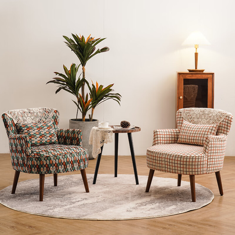 阳台房间卧室布艺椅子小沙发休闲单人沙发 沙发茶几三件套/颜色备注