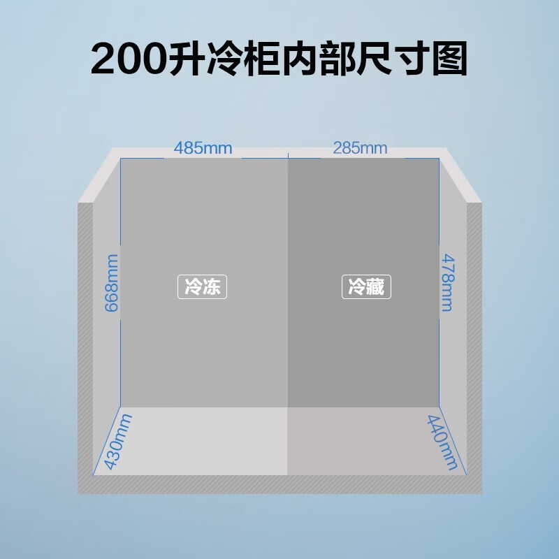 美的(Midea)200升 双温双箱冷柜 家用商用冰柜 一级能效 冷冻冷藏卧式冰箱 BCD-200DKM(E)