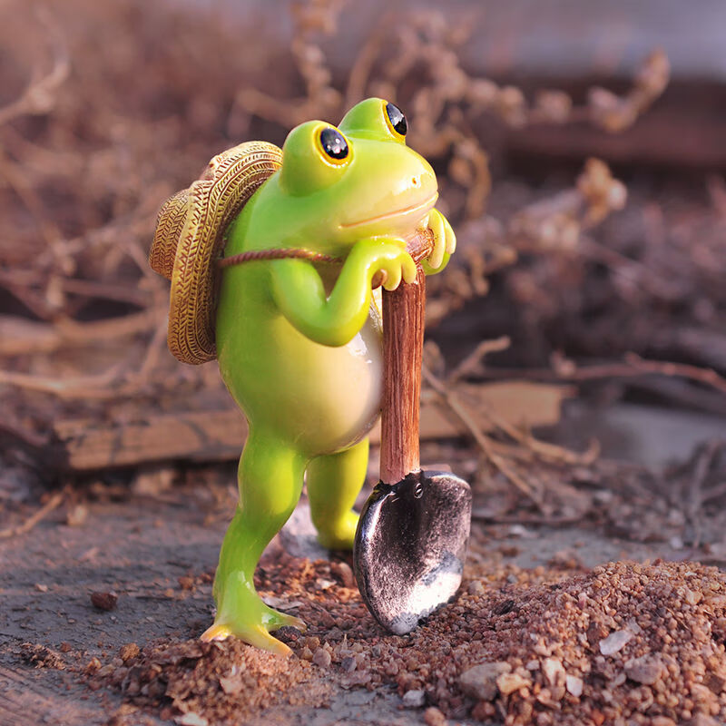 设计田园小青蛙树脂摆件仿真可爱动物微景观家居装饰品摆设 建筑梦想