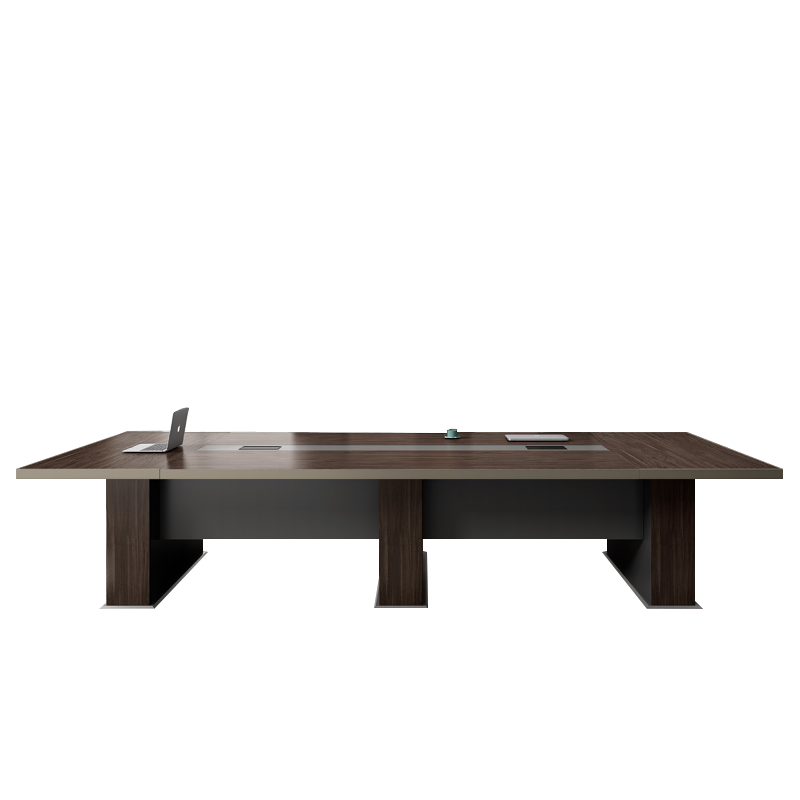 隆旭 办公家具会议桌椅组合木质条形长桌培训桌简约洽谈桌 3.2米会议桌+10把