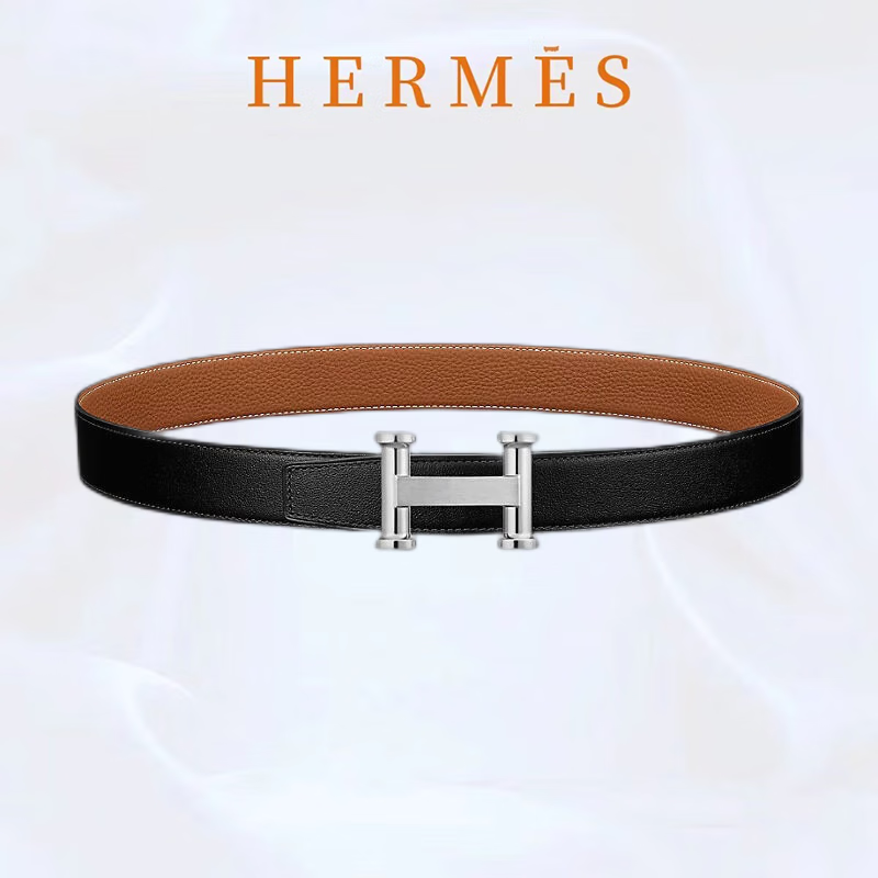 爱马仕(hermes)2024年新款 男士双面皮革皮带 黑/茶色 80cm