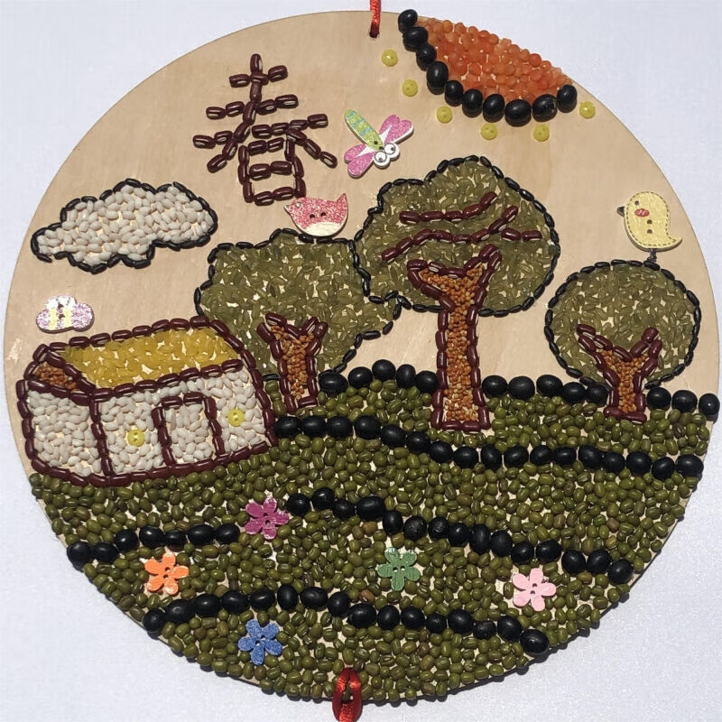 五谷杂粮粘贴画儿童手工制作幼儿园种子画材料包diy粘贴画 春材料包